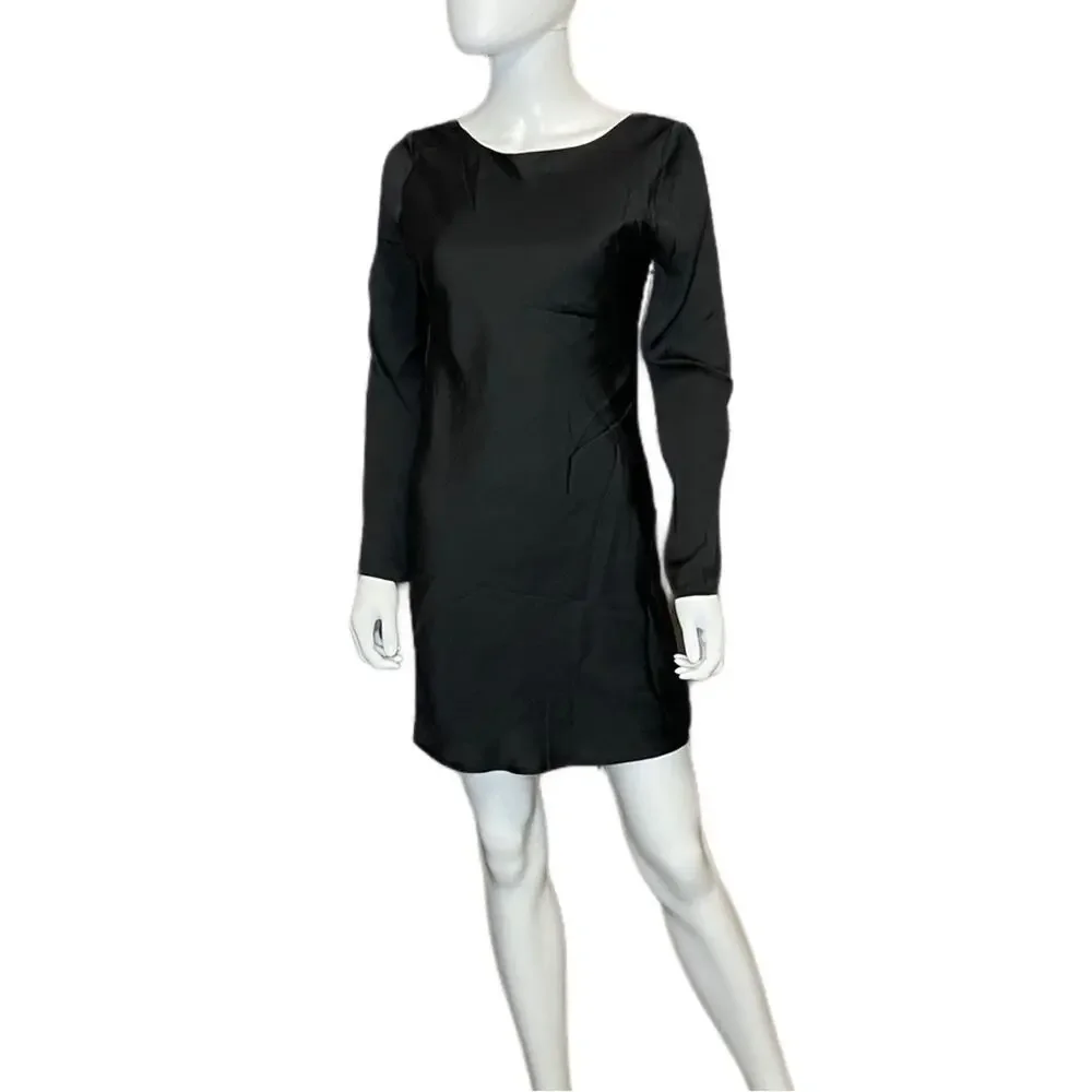 Bardot River Bias Open Back Long Sleeve Dress Black Women’s Sz 4